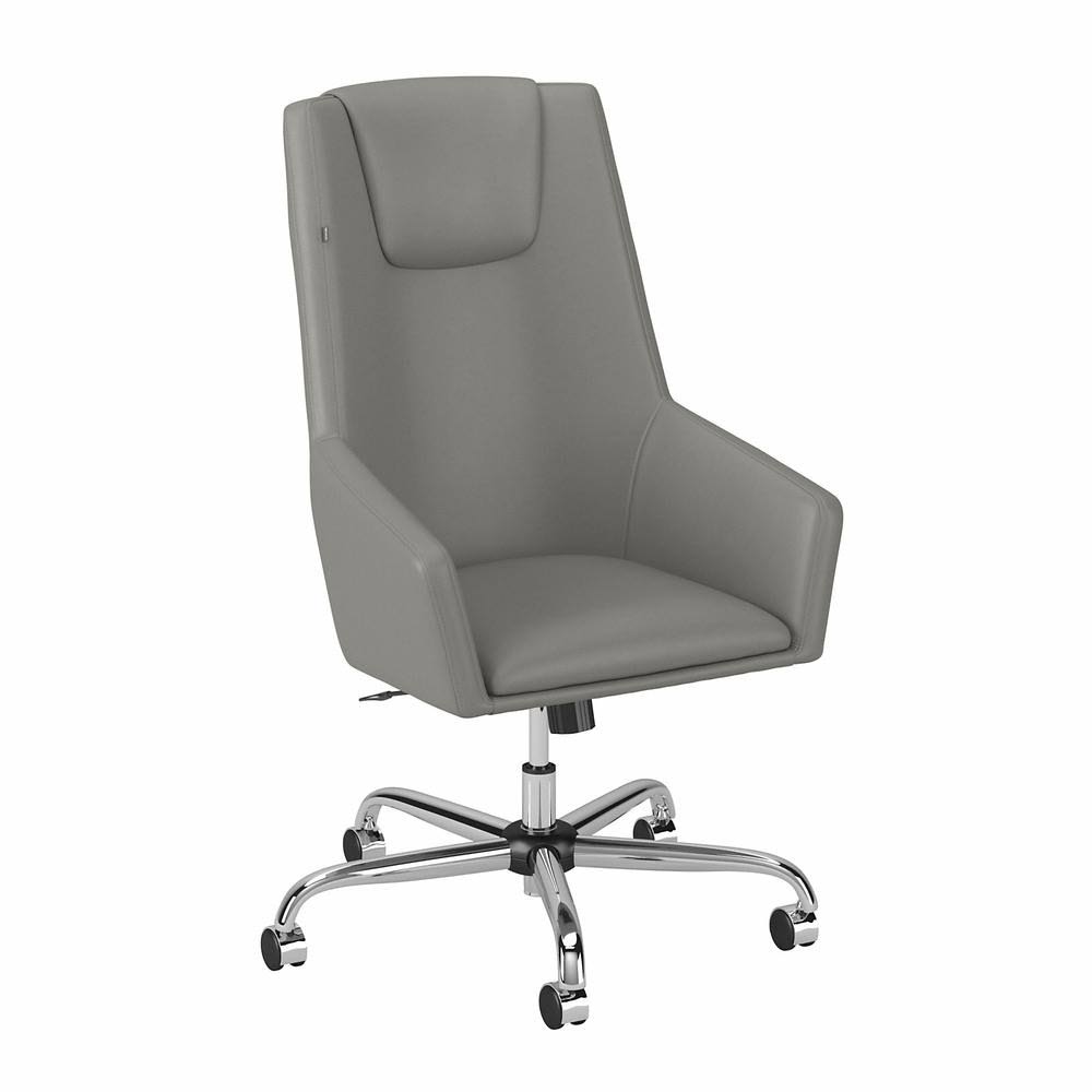 Light Gray Leather High Back Box Chair Q1136