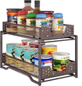 2-Tier Stackable Under Sink Cabinet Organizer with Sliding Storage Drawer, Bronze S3700