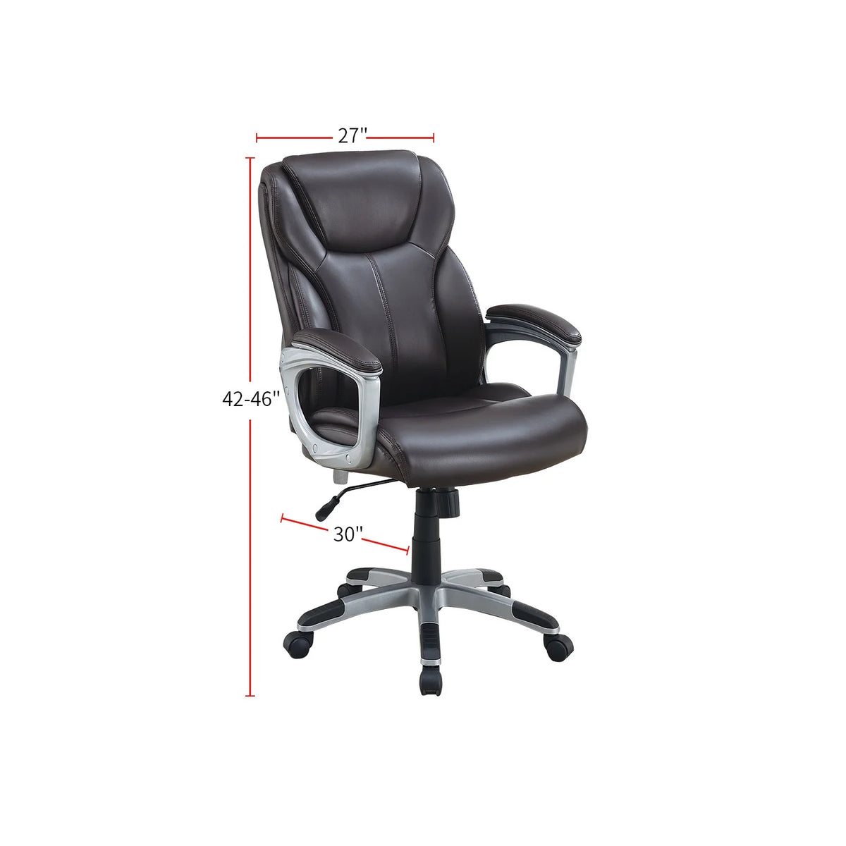 Brown Office Chair with Adjustable Height and Padded Armrests T58585