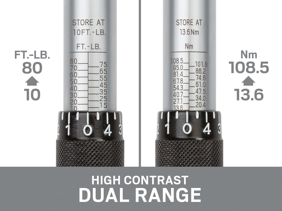 3/8 Inch Drive Click Torque Wrench (10-80 ft.-lb.) Pack of 2 V4180