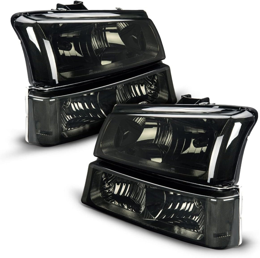 Chrome Housing Clear Reflector Smoke Lens Headlight Assembly M93003
