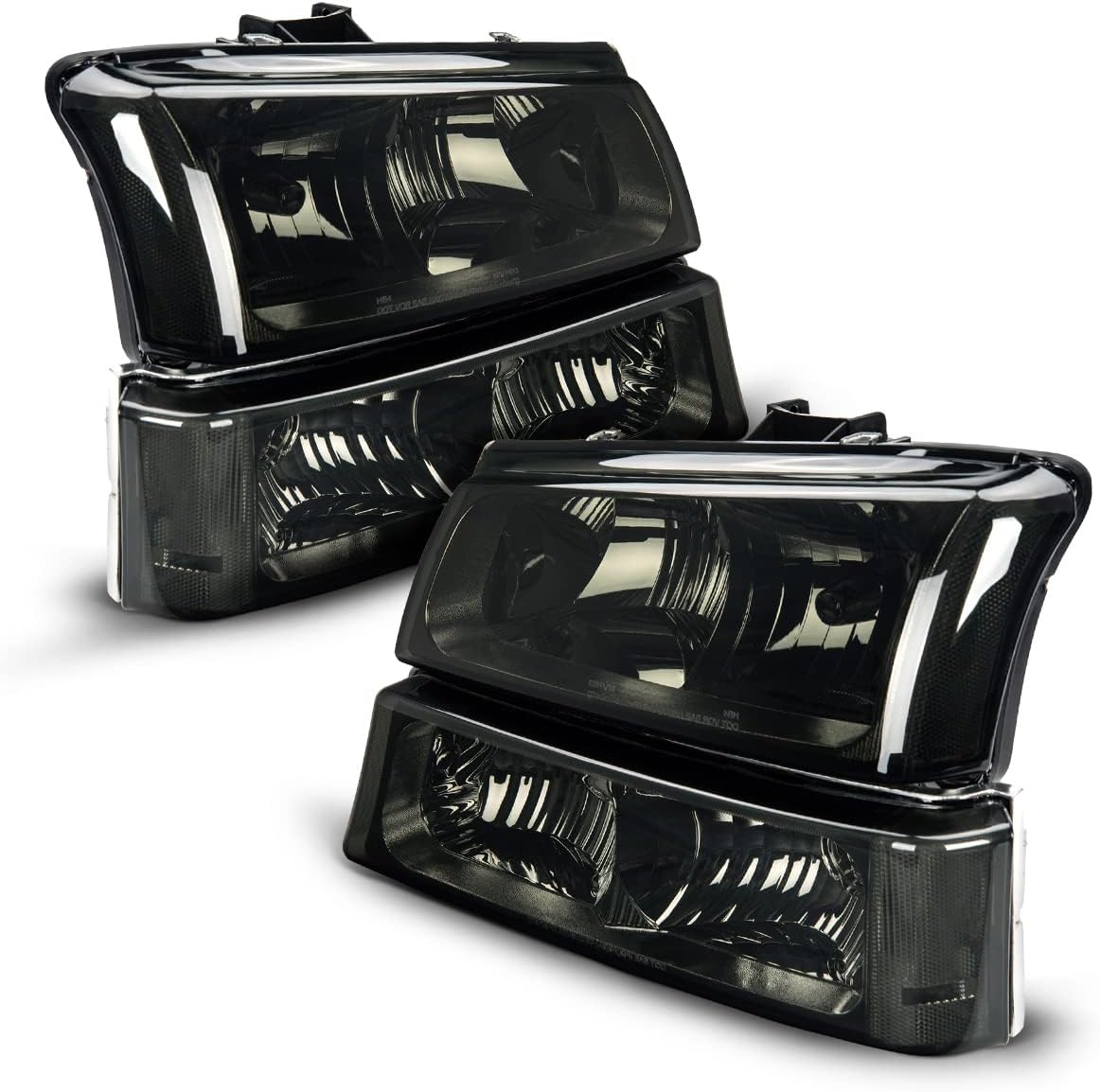 Chrome Housing Clear Reflector Smoke Lens Headlight Assembly M93003