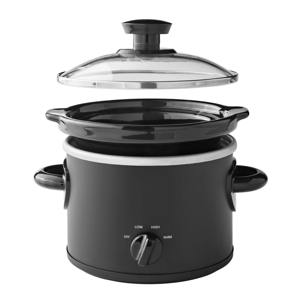 2 QT Slow Cooker, Matte Black Finish, Removeable Stoneware Pot I295876