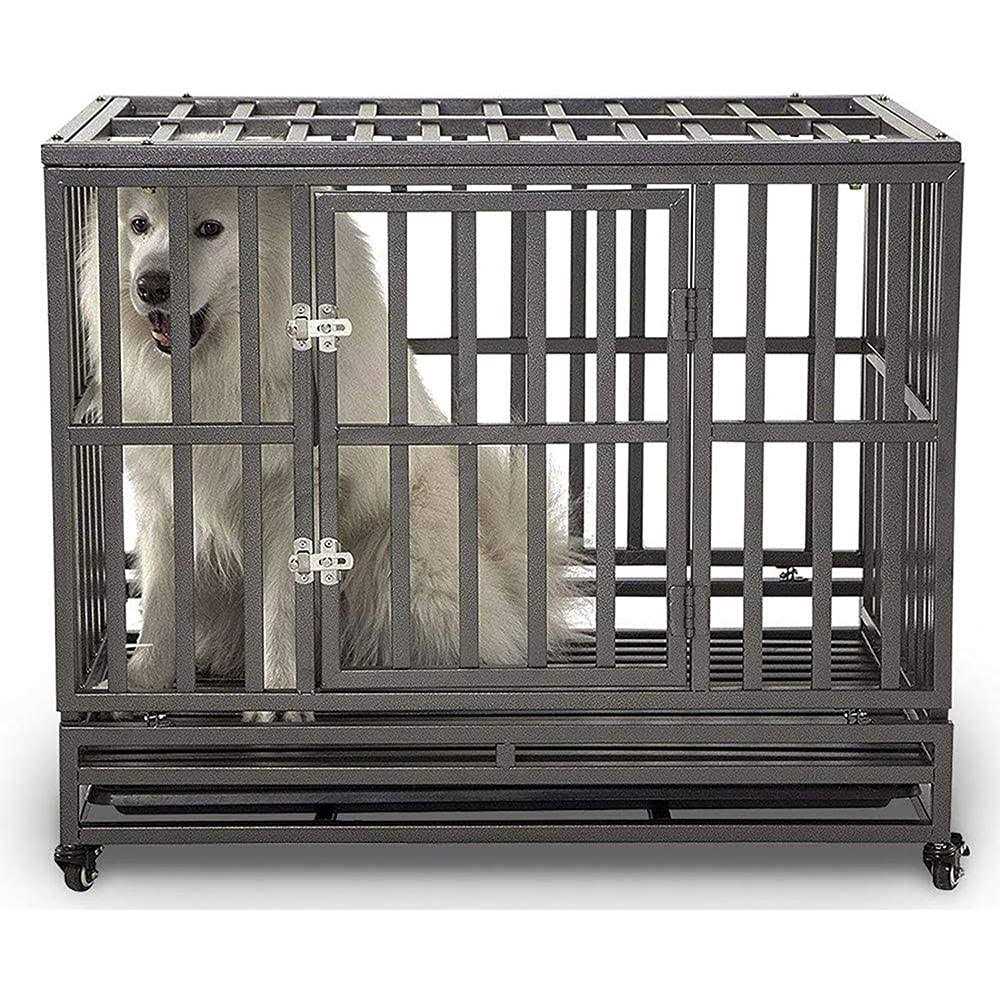 Heavy Duty Metal Dog Cage Pet Kennel Crate Playpen with Wheels V196801
