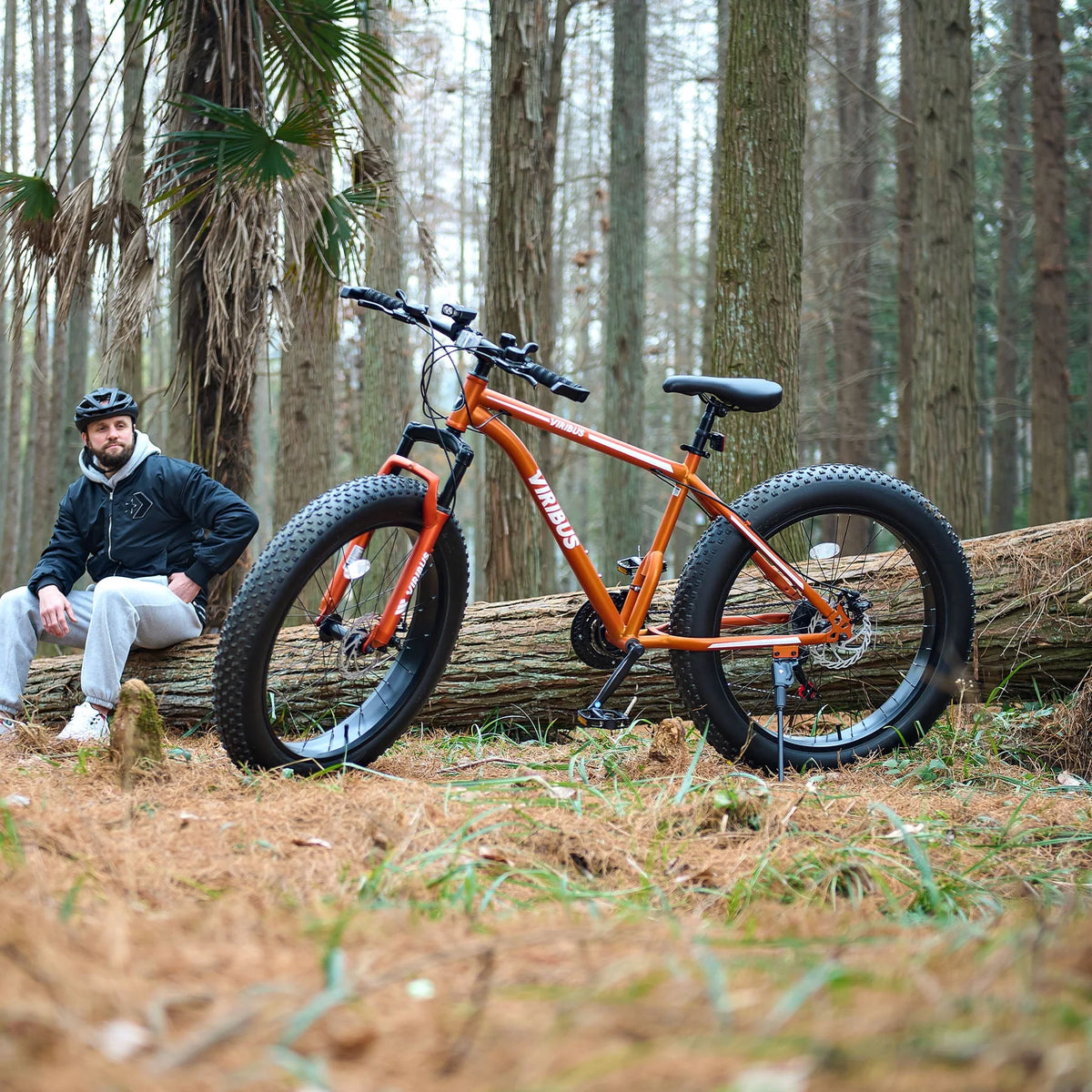 26 Fat Tire Mountain Bike with Front Suspension 21 Speeds Disc Brakes Orange K16950