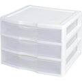 White & Clear Countertop 3-Drawer Desktop Storage Unit (12 Pack) W656
