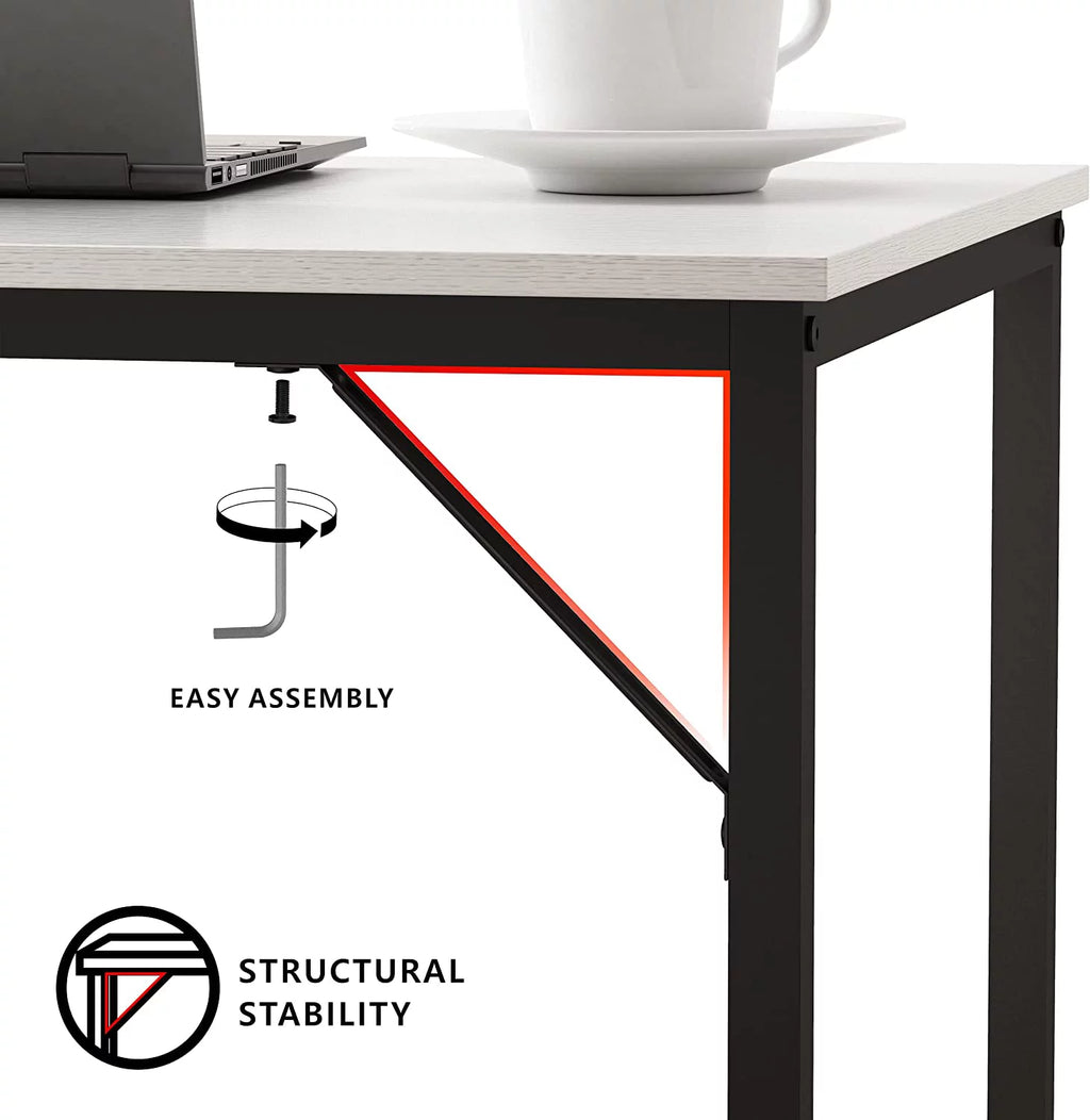 Small Home Office Computer Desk with Wooden Storage Shelf B326
