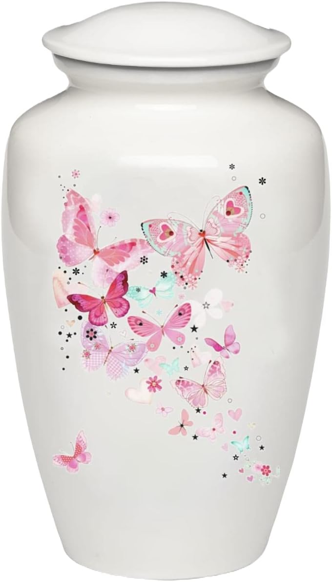 Pink Butterflies Cremation Urn for Human Ashes Y631