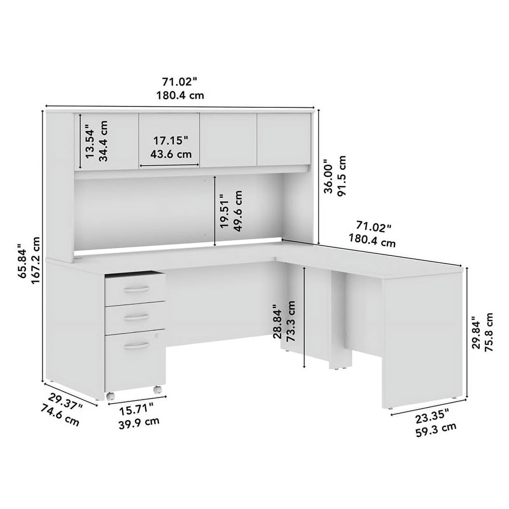 L Shaped Desk with Hutch & Drawers H37143