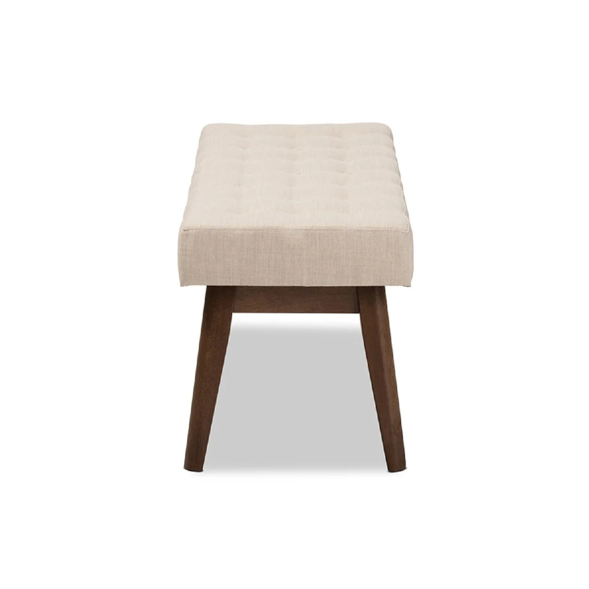 Walnut Wood Light Beige Fabric Bench I61984