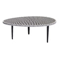 Round Cocktail Table in Black Iron Resin and Bone J976