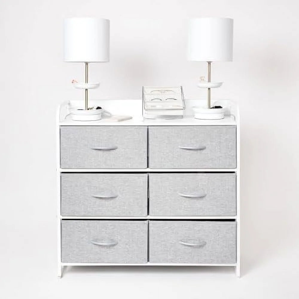 Grey 6 Drawer Dresser with Outlet and USB Ports K485
