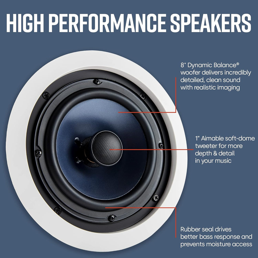 8-inch 2-way In-ceiling Speakers Set of 2 with 12-inch Powered Subwoofer Z5900