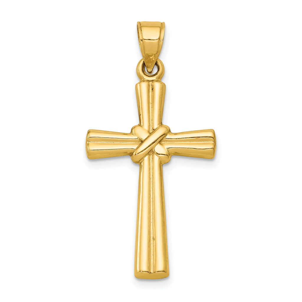 14 Karat Yellow Gold Hollow Cross Pendant with 18-inch Chain H22920