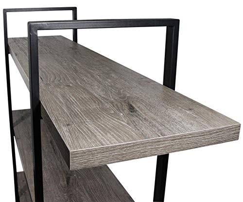 3-Tier Gray Oak Metal and Wood Bookshelf D25419