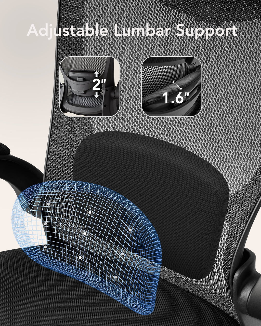 High Back Mesh Ergonomic Office Chair with Lumbar Support & Headrest N39066