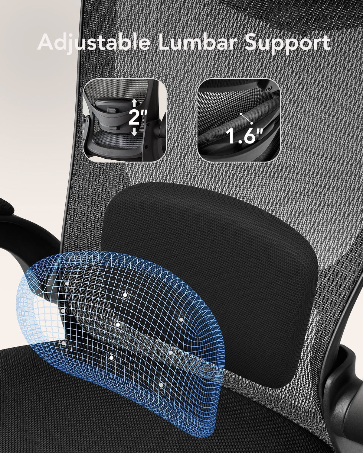 High Back Mesh Ergonomic Office Chair with Lumbar Support & Headrest N39066