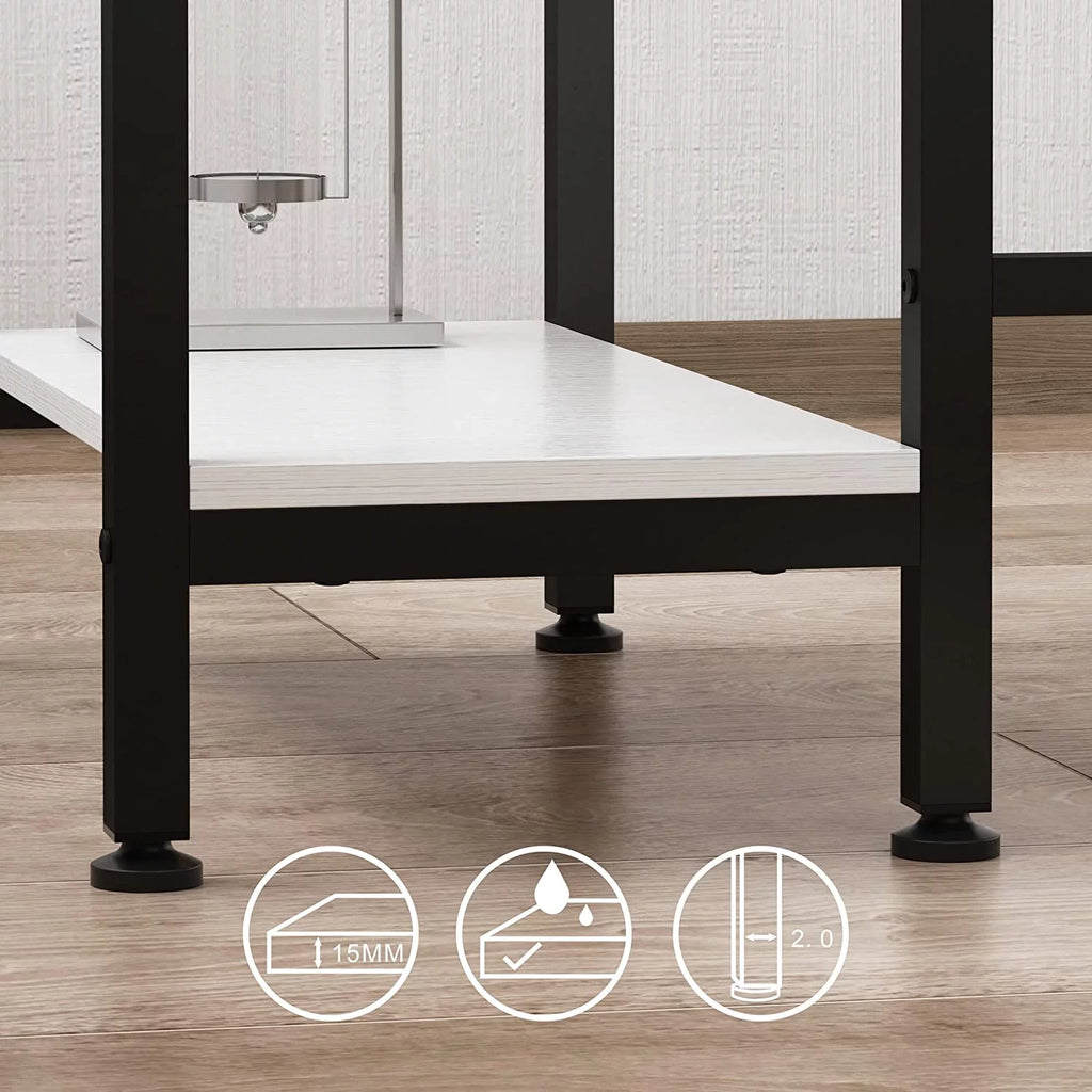 Small Home Office Computer Desk with Wooden Storage Shelf B326