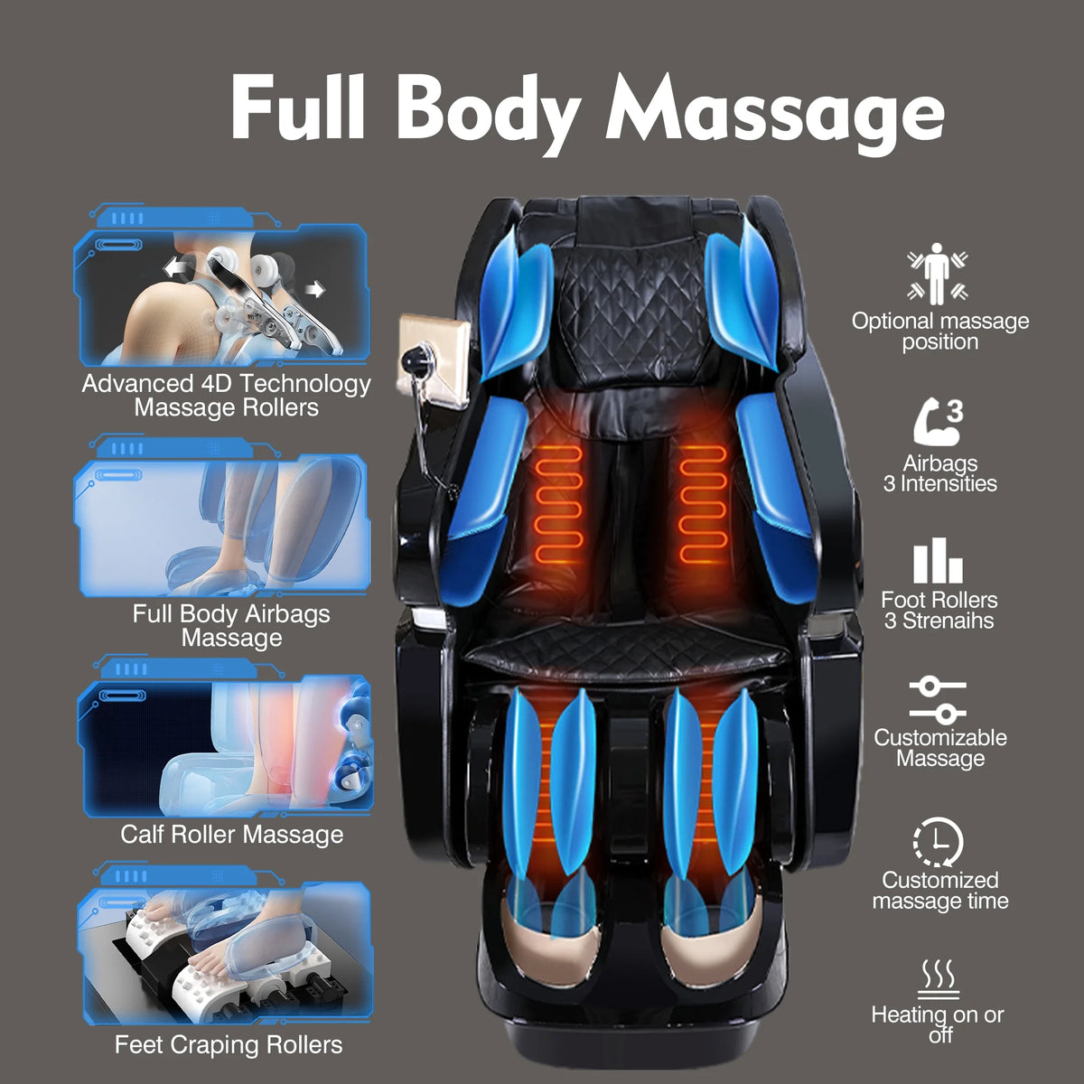Black 4D Massage Chair Y87990