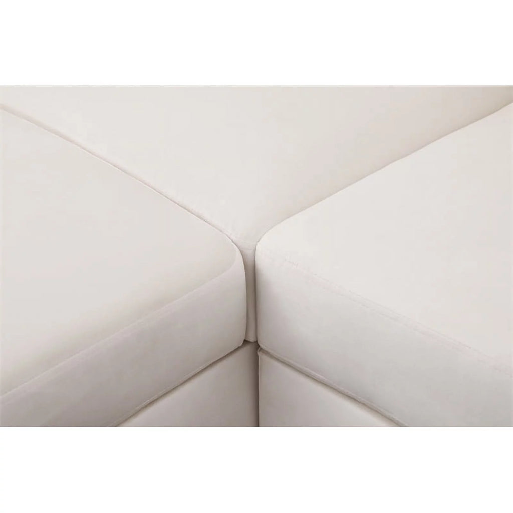 White Microfiber L Shaped 2-Piece Sofa Set E1443