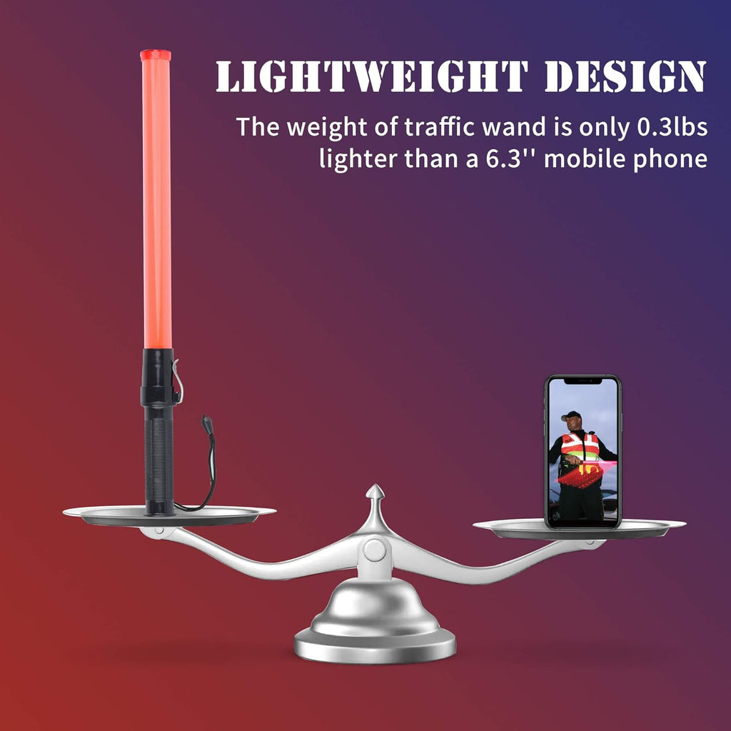 8 Pack 21-inch Safety Traffic Control Wand with 2 Flashing Modes X16337