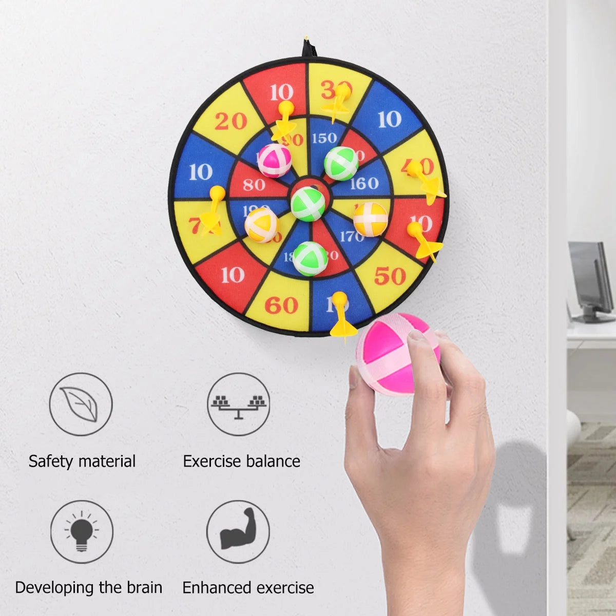 Flocking Dart Board with 4pcs Darts Dartboard Set W341