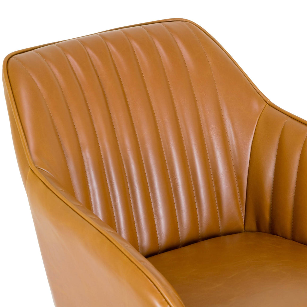 Caramel Brown Faux Leather Arm Chair with Beech Legs (Set of 2) R885