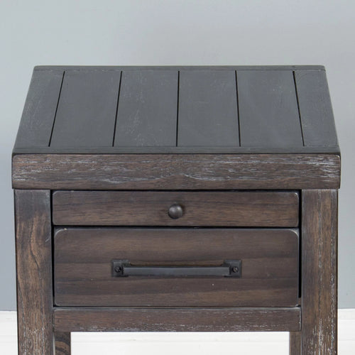 16" Mindi Wood Chair Side Table in Dark Brown Q252