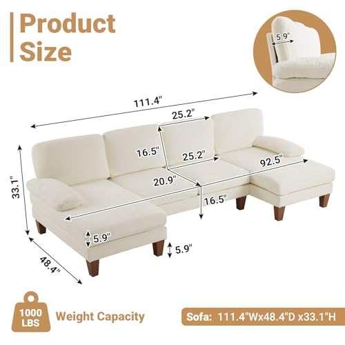 Forest Green Chenille 4-Seat U Shaped Sectional Sofa L72340