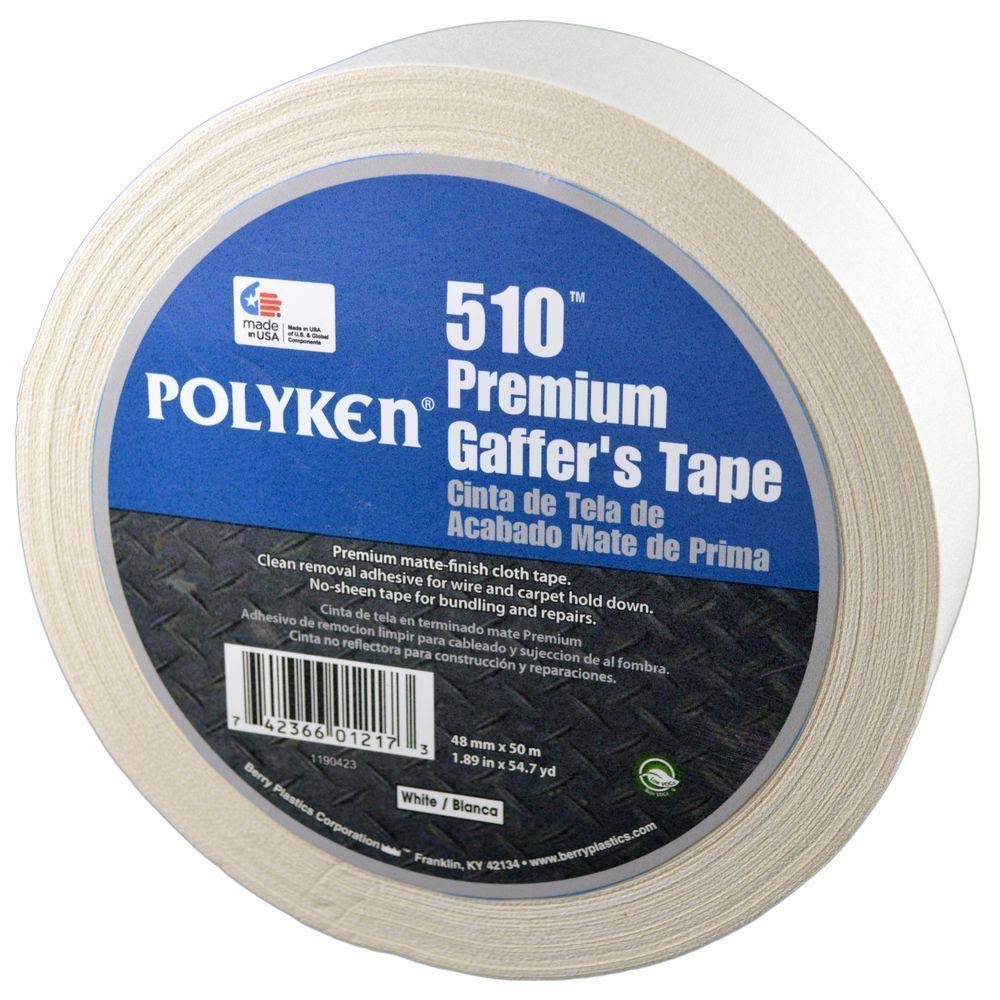 White Gaffers Tape 48mm x 50m 11.5 Mil 6 Rolls S1332