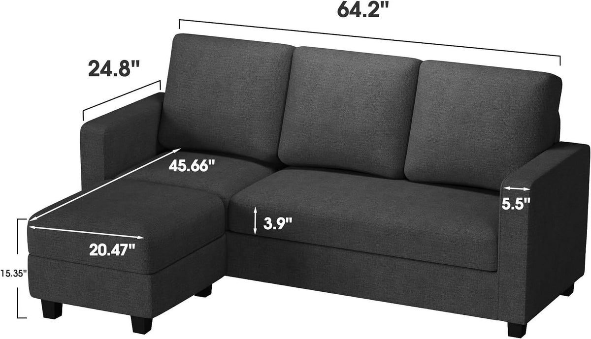 L-Shaped Reversible Chaise Sectional Sofa Q5334