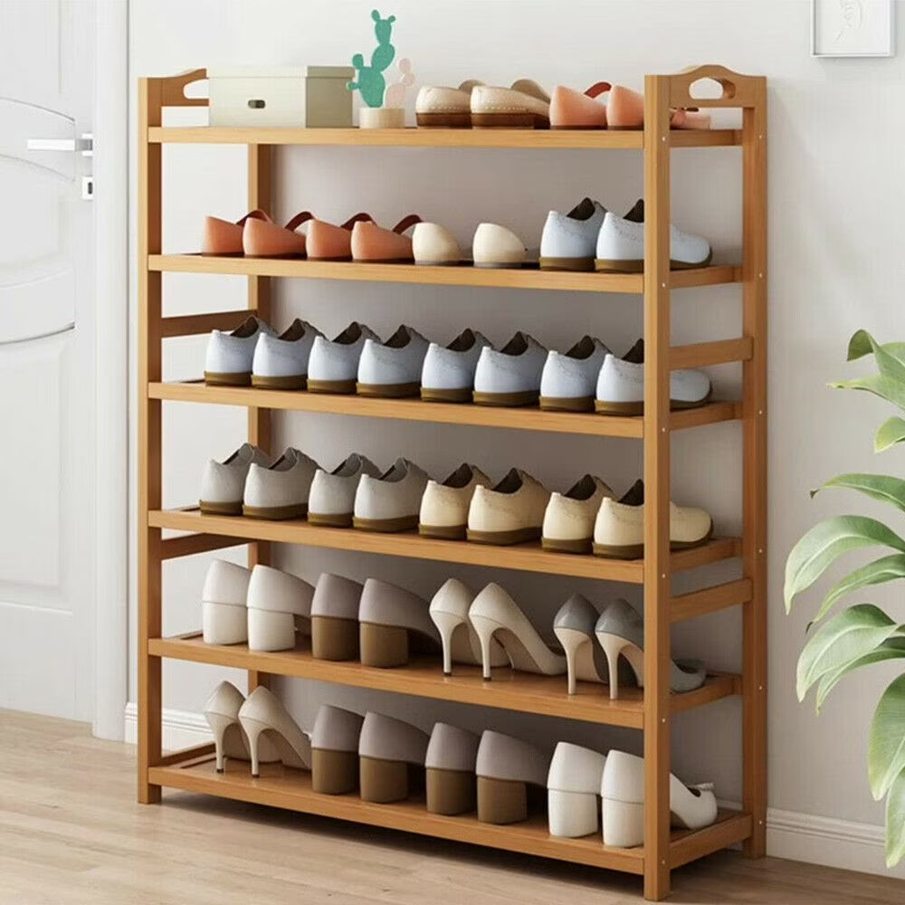 6 Tier Natural Bamboo Wooden Shoe Rack Storage Shelf U715005