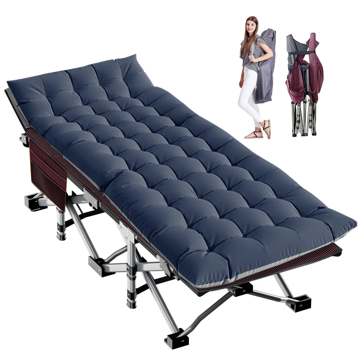 Portable Folding Bed with Mattress and Carry Bag K395556