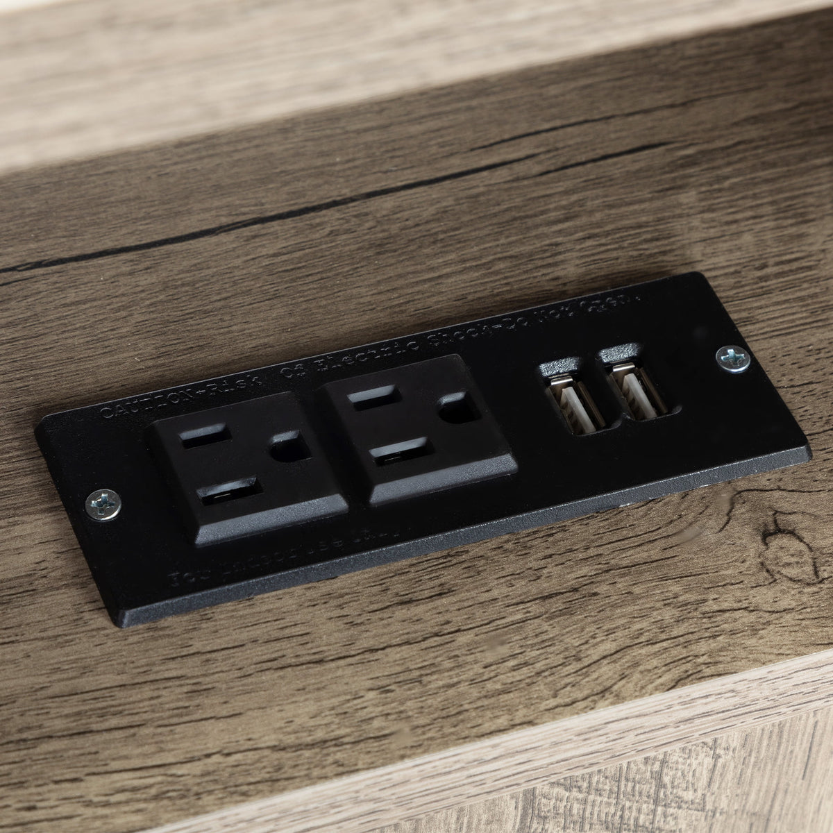 Farmhouse Nightstand with Power Outlets, USB Ports, Cabinet, Storage Shelf P813282