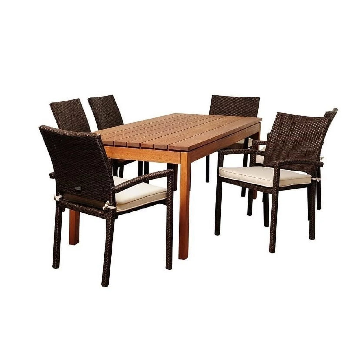 7-Piece Solid Wood Patio Dining Set with Cushions S9627