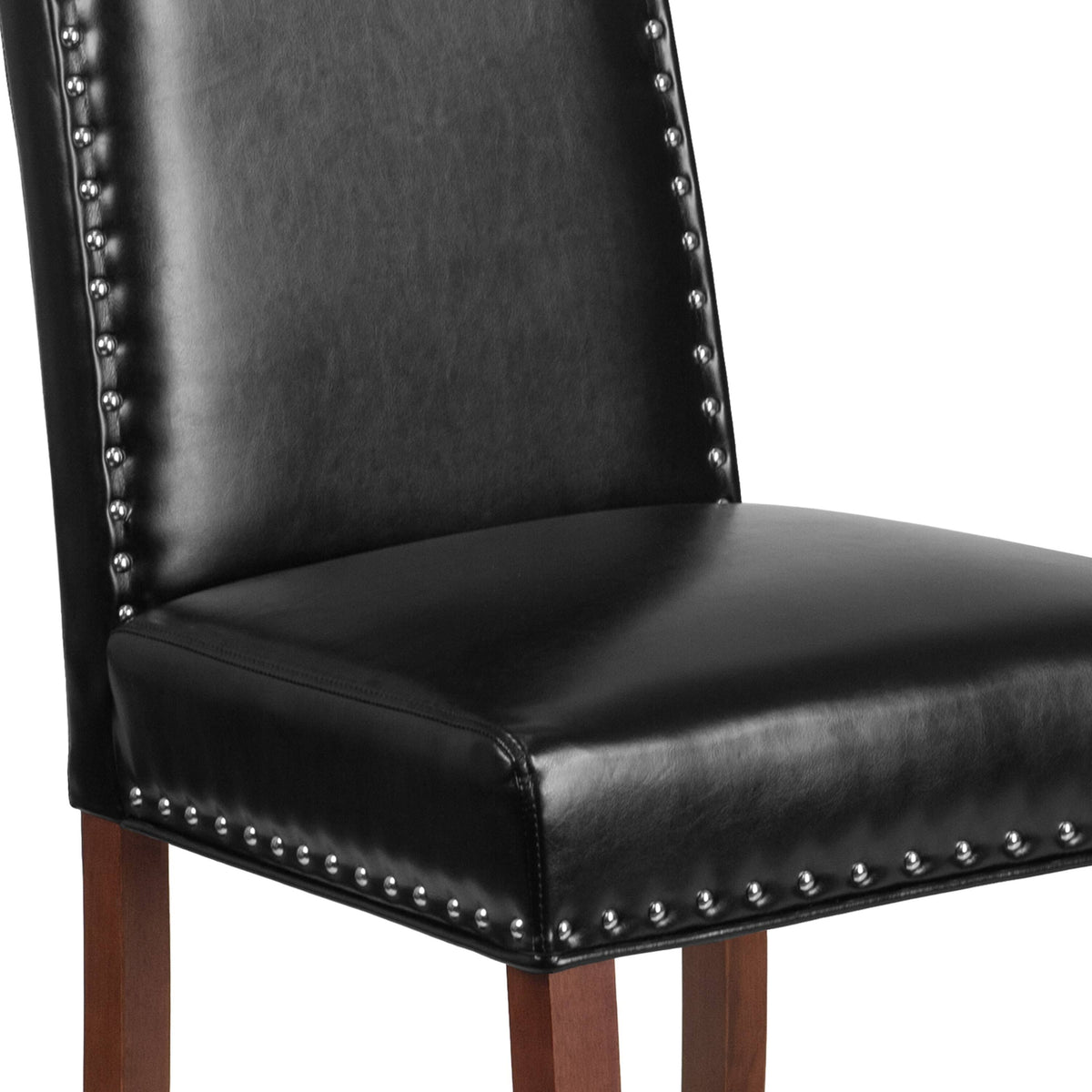 Brown Fabric Parsons Chair with Accent Nail Trim H884