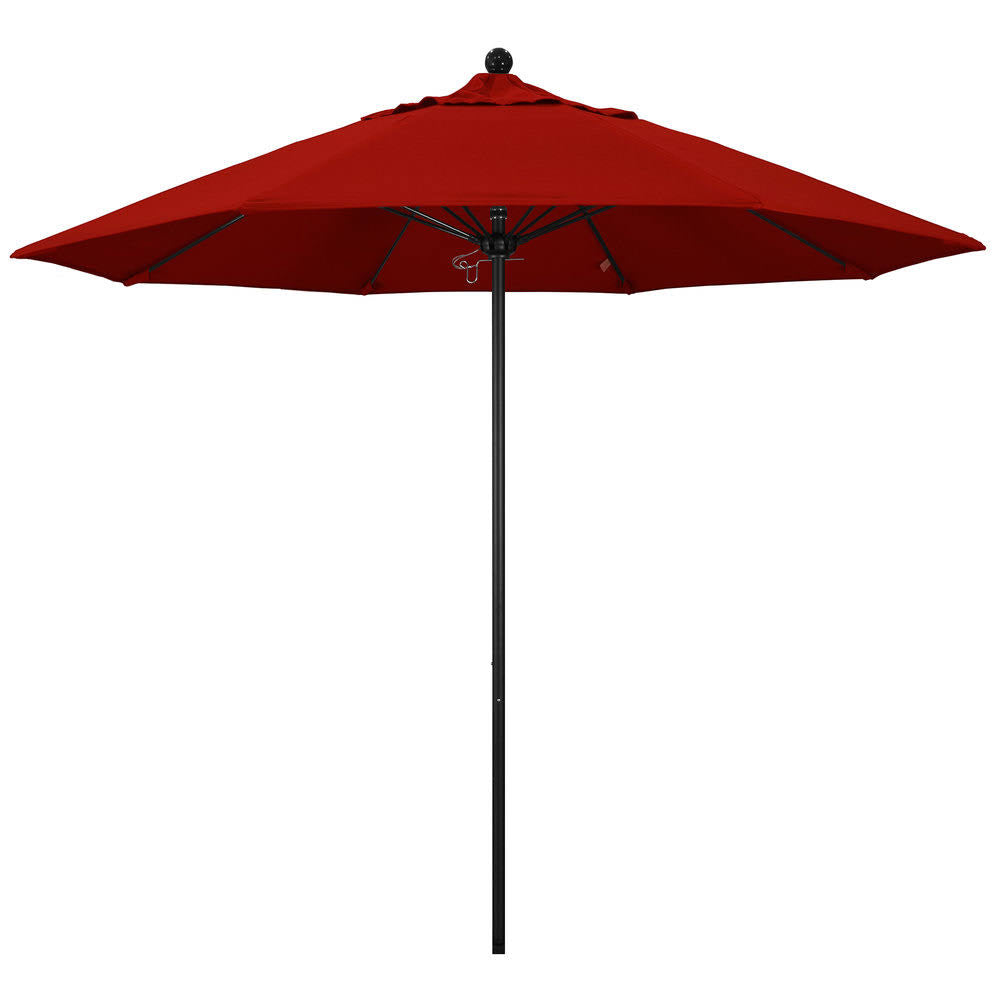 Stone Black Aluminum Market Patio Umbrella with Manual Lift and Fiberglass Ribs Y516