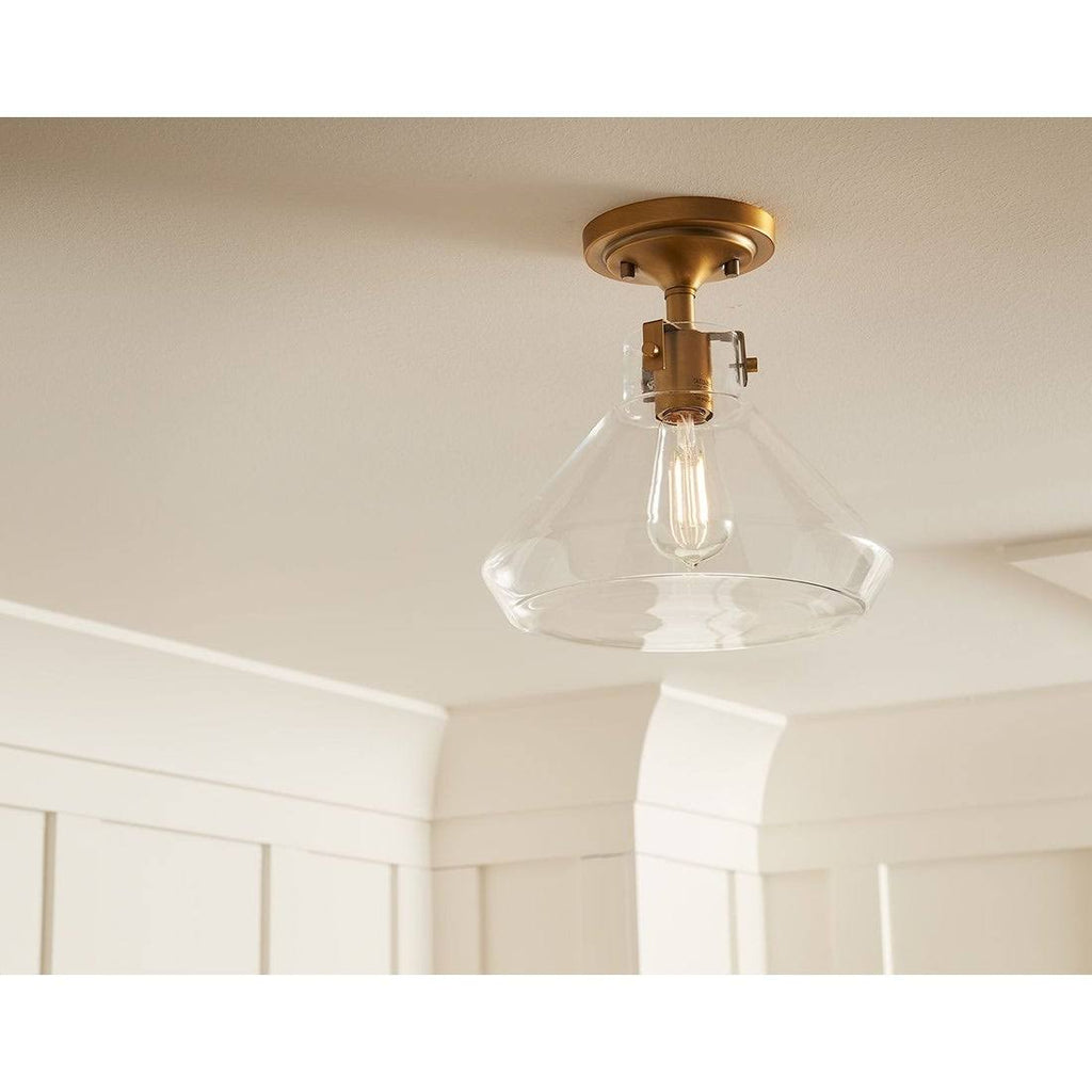 One Light Semi Flush Mount Black L617