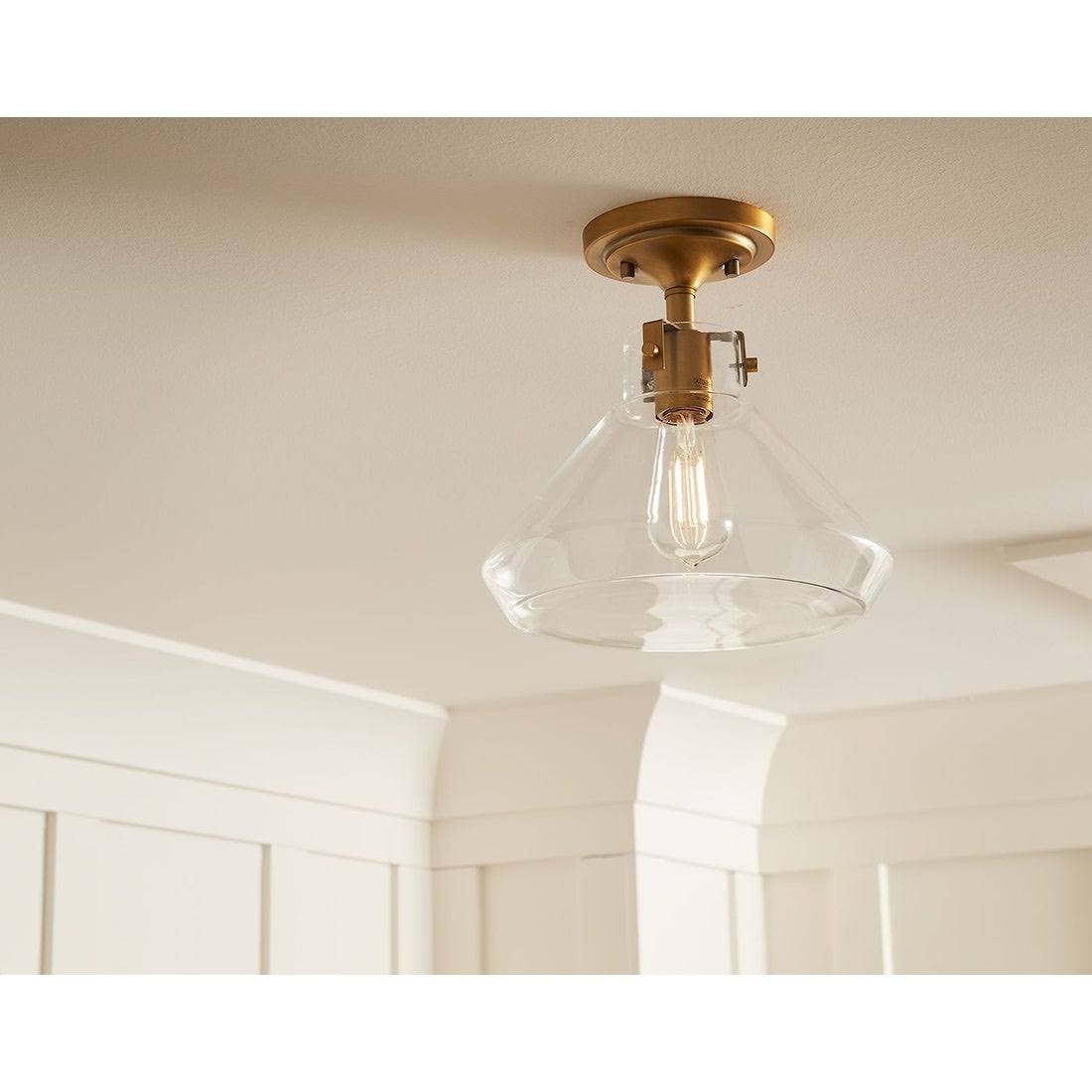 One Light Semi Flush Mount Black L617