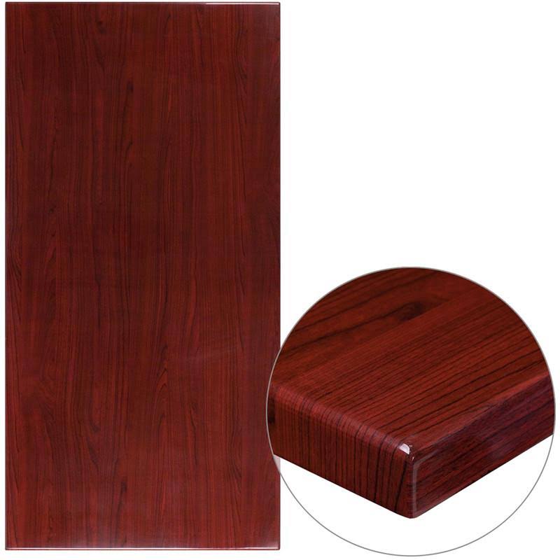 Rectangular High-Gloss Walnut Resin Table Top Z386