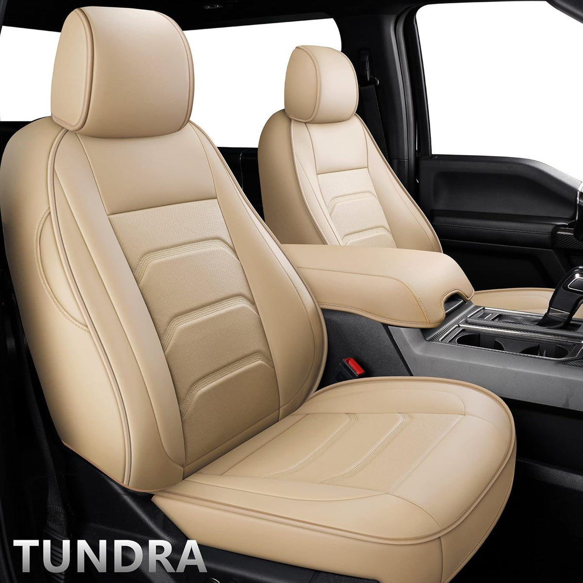 Black & Red Faux Leather Custom Seat Covers Full Set D7116
