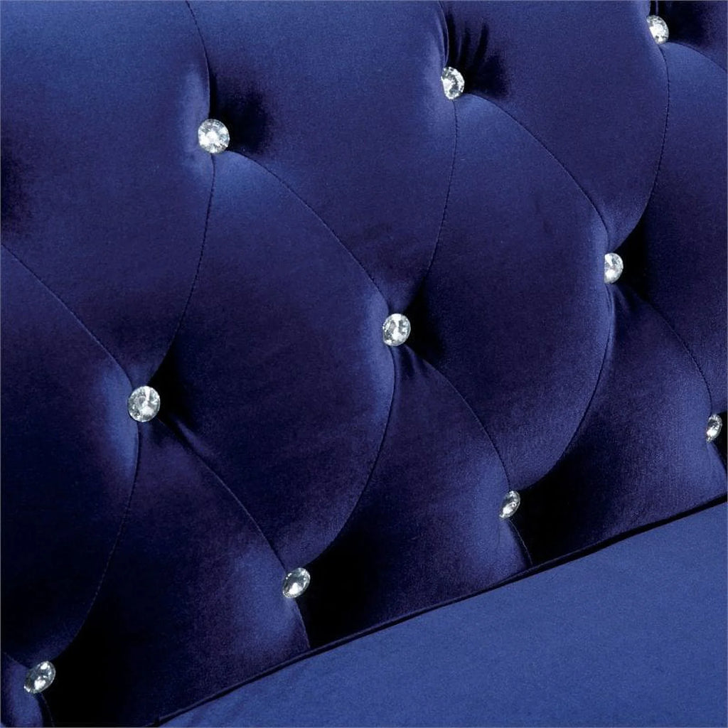 Blue Tufted Fabric 2-Piece Sofa Set T868435