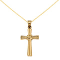 14 Karat Yellow Gold Hollow Cross Pendant with 18-inch Chain H22920