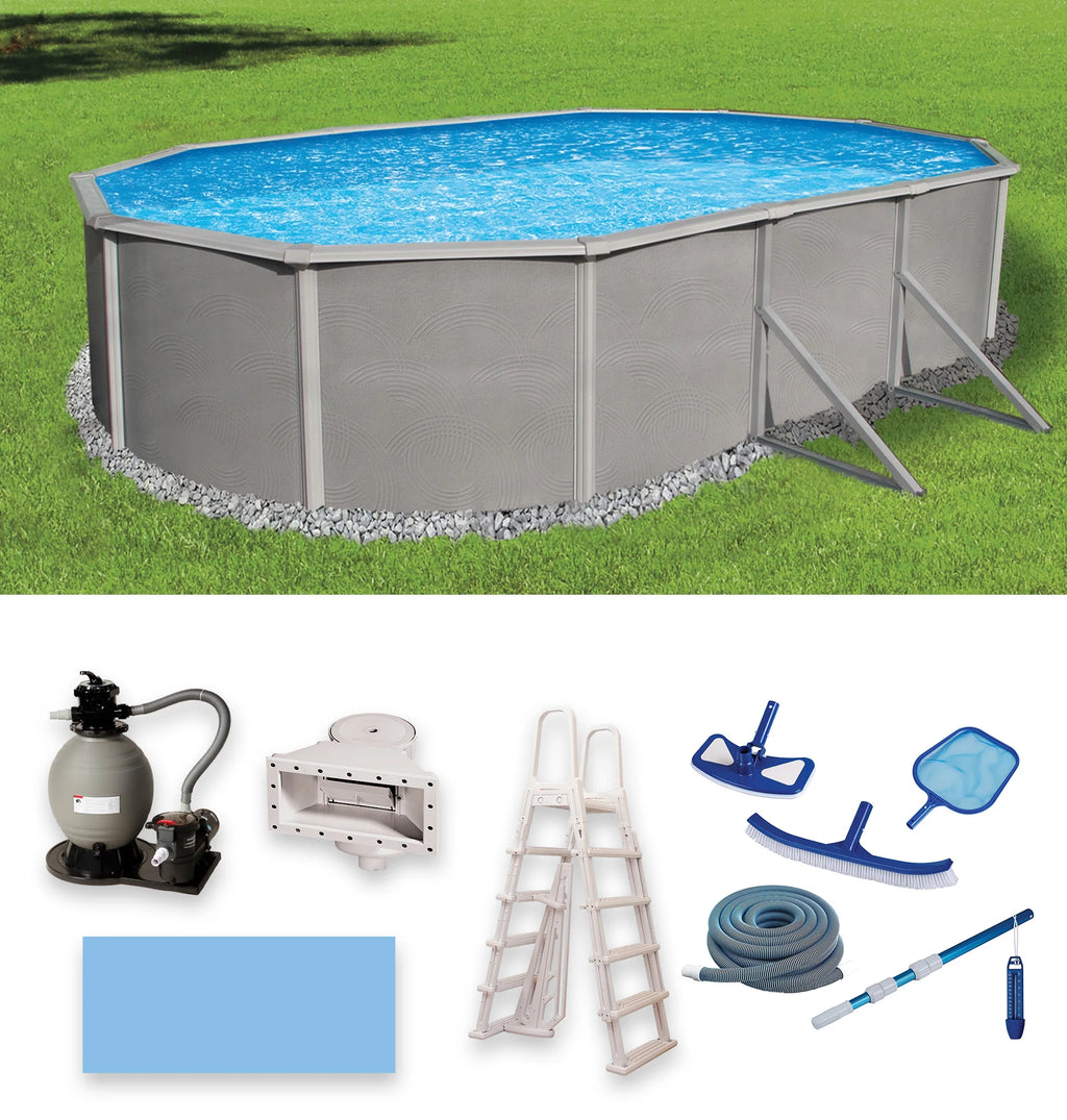 12-ft x 24-ft Oval 52-in Deep Metal Wall Swimming Pool I6487