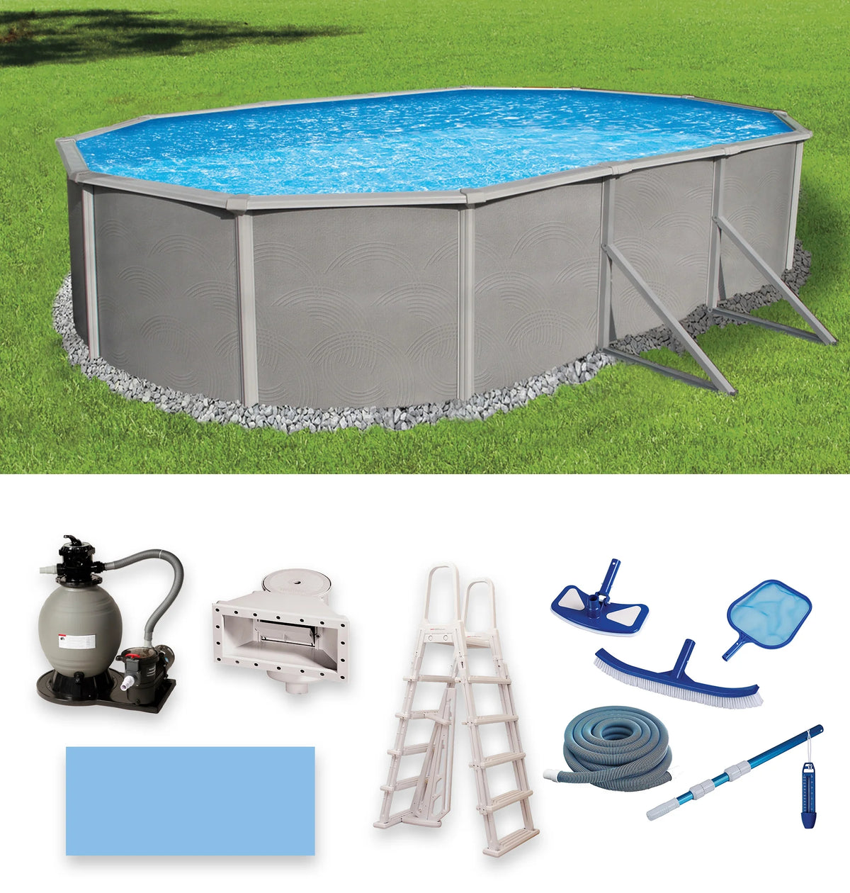 12-ft x 24-ft Oval 52-in Deep Metal Wall Swimming Pool I6487