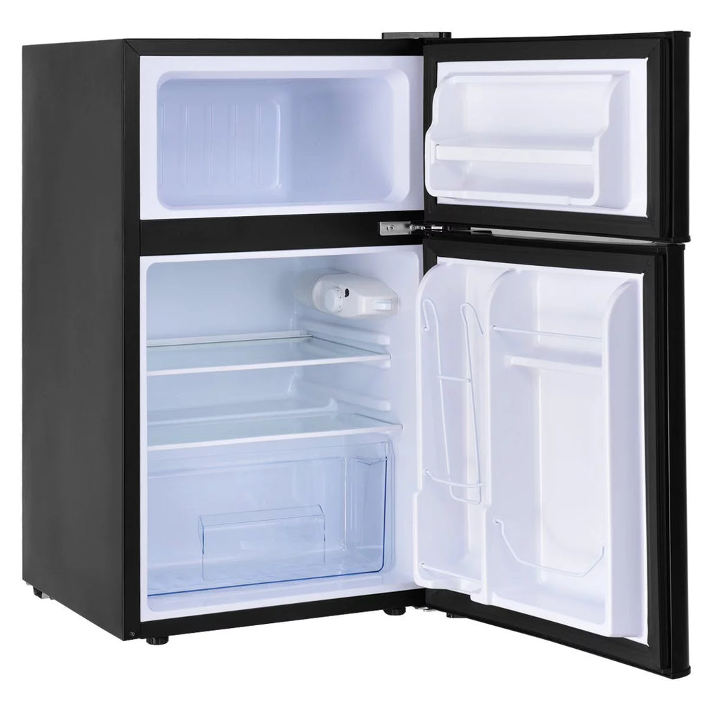 3.2 Cu Ft Two Door Mini Fridge with Freezer, Black B168