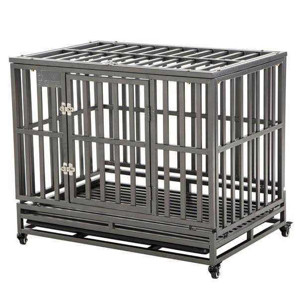 Heavy Duty Metal Dog Cage Pet Kennel Crate Playpen with Wheels V196801