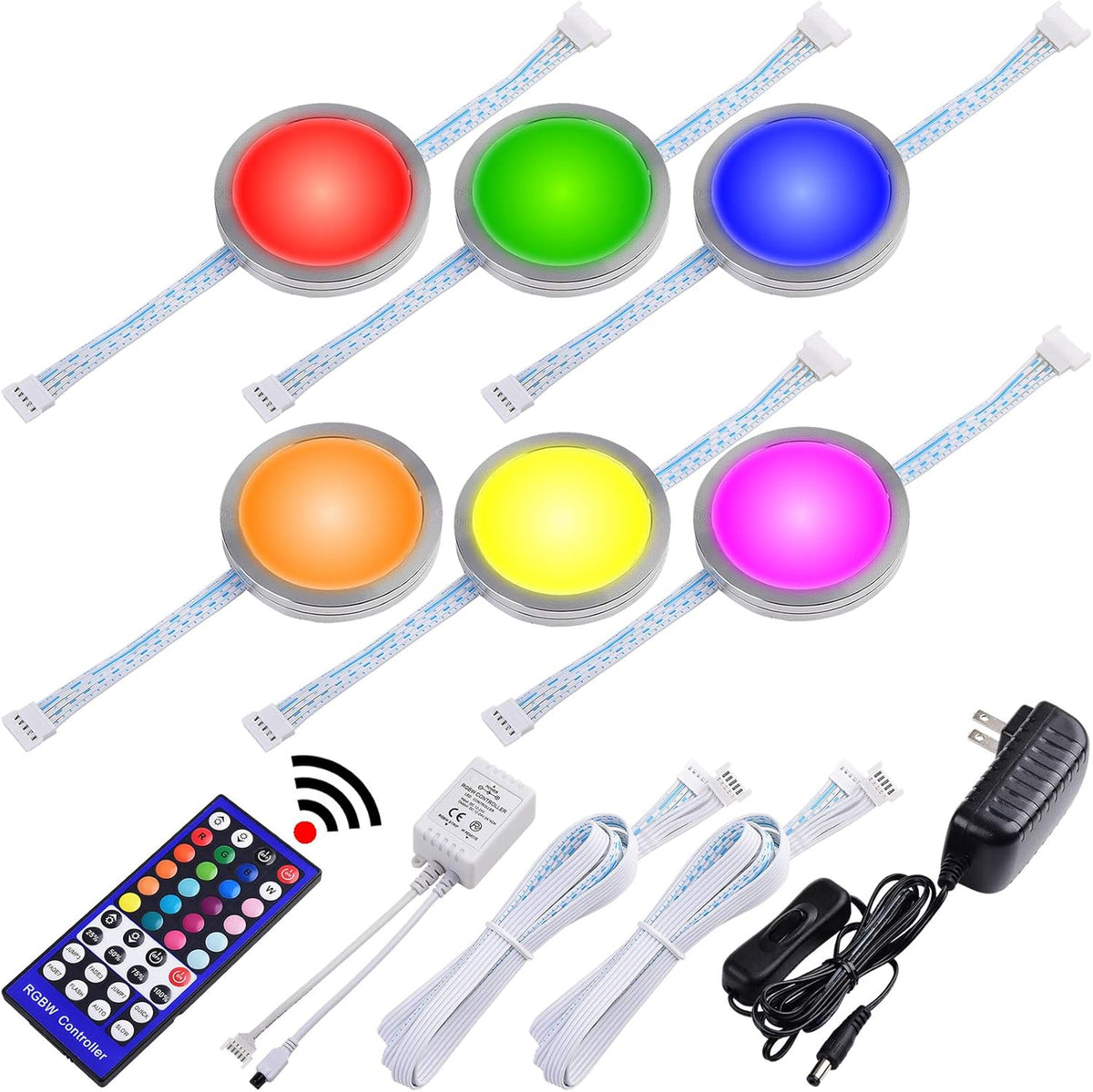 6 Lights Linkable Under Cabinet LED Puck Light with Wireless Remote Control U707