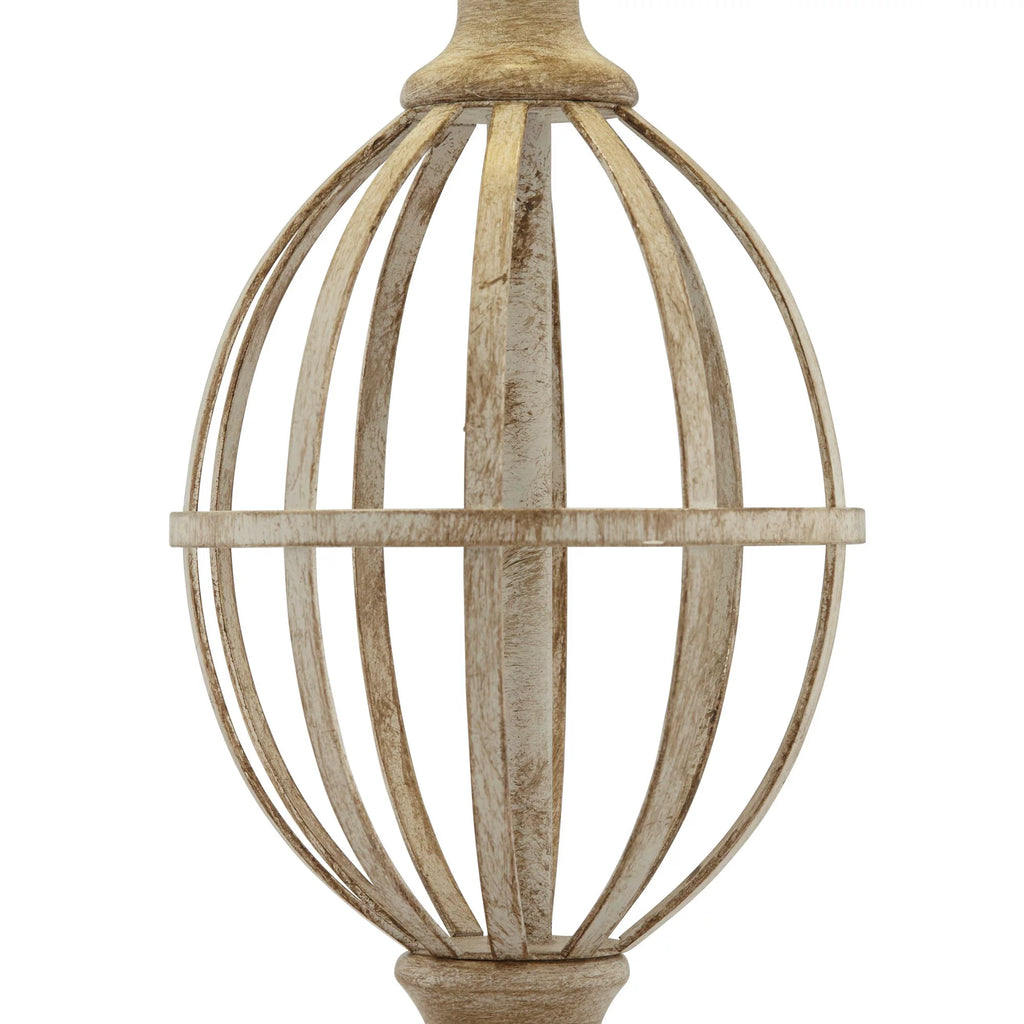 Country Cottage Table Lamps Set of 2 Light Oak Orb Cage Oatmeal Drum Shade N677