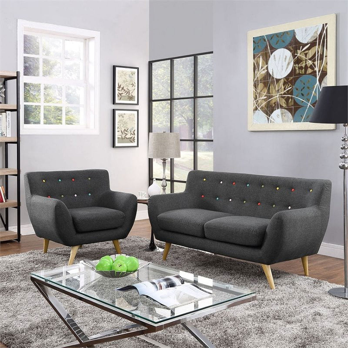2 Piece Gray Sofa Set V923067